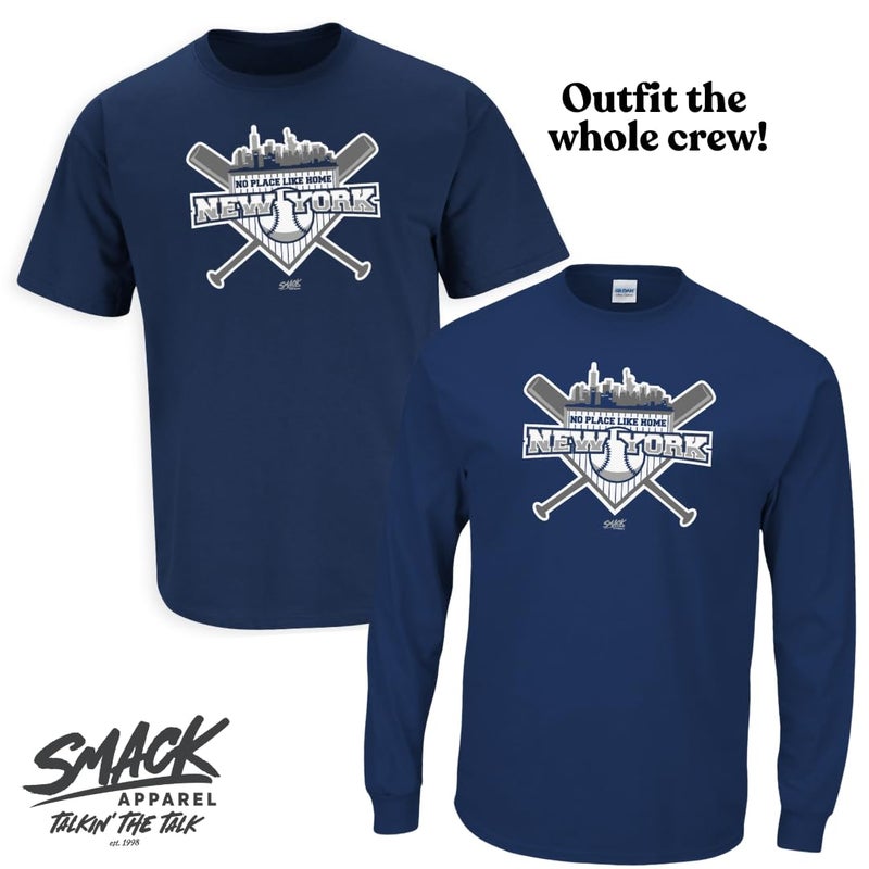 Smack Apparel New York Baseball Fans. No Place Like Home Navy T-Shirt (Sm-5X) (Short Sleeve, X-Large) - Image 5